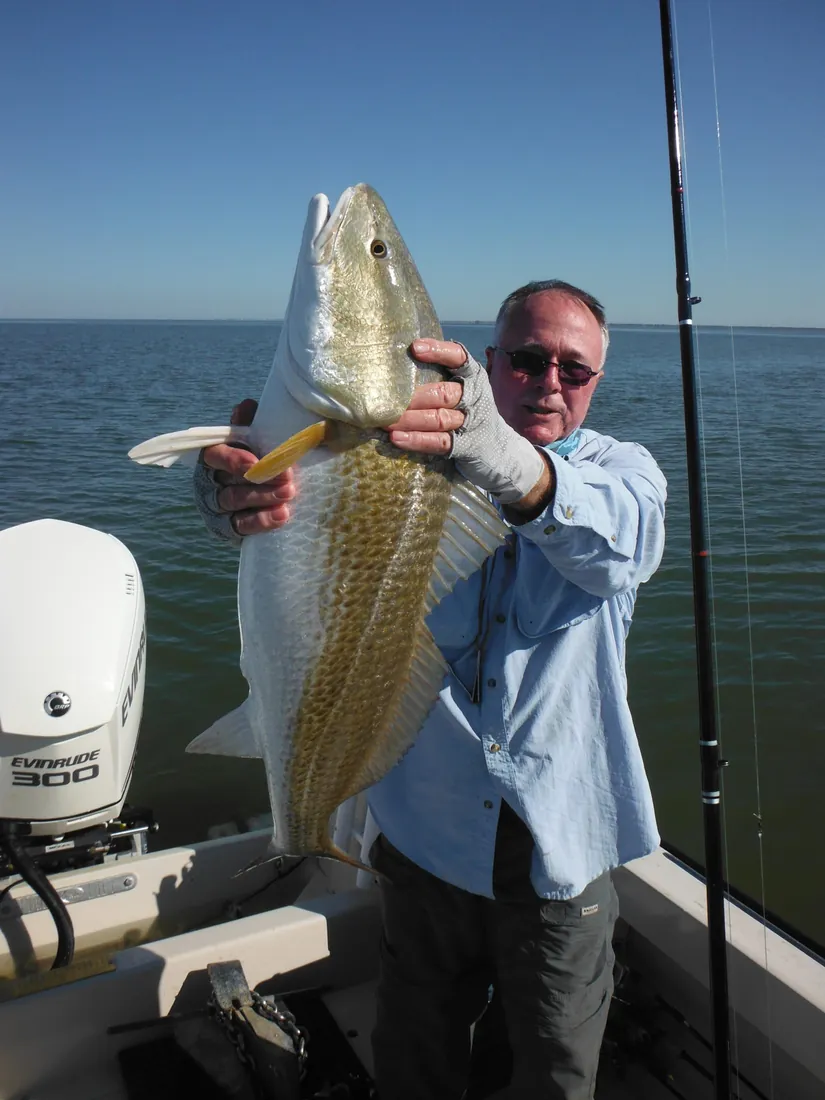 Angler holding a redfish